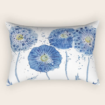 four blue dandelions watercolor Rectangular Pillow
