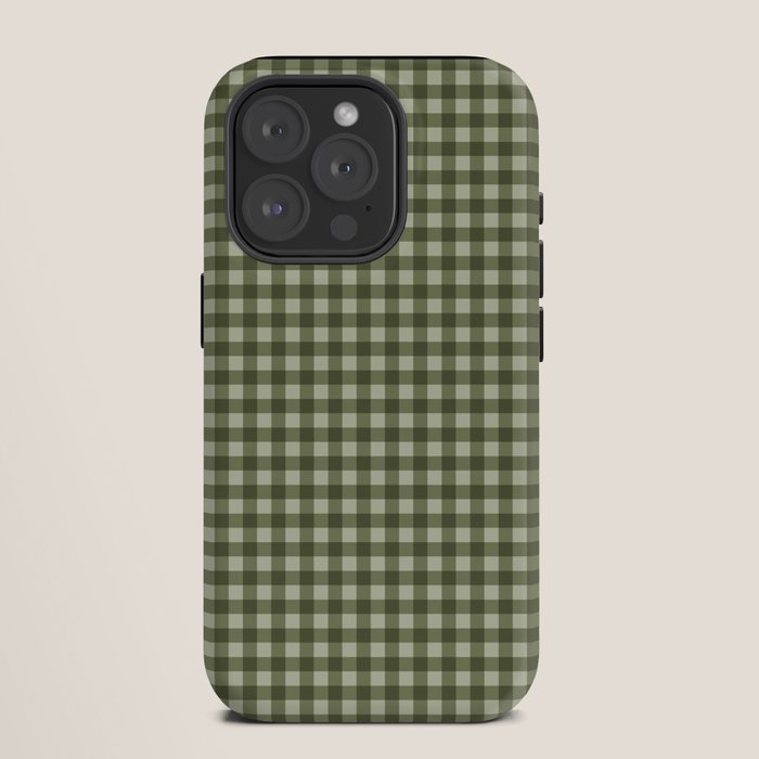 Gingham Plaid Pattern - Natural Green iPhone Case