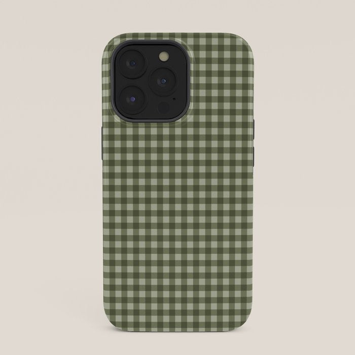 Gingham Plaid Pattern - Natural Green iPhone Case