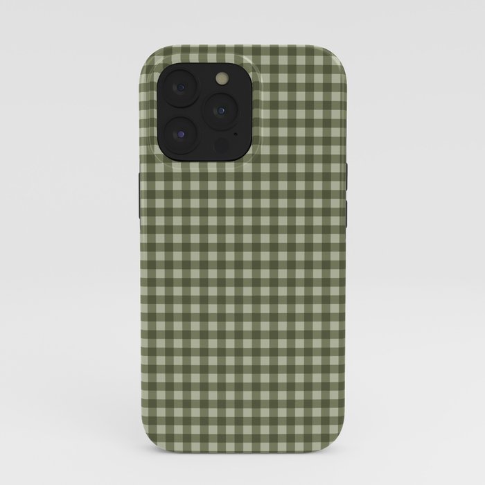 Gingham Plaid Pattern - Natural Green iPhone Case