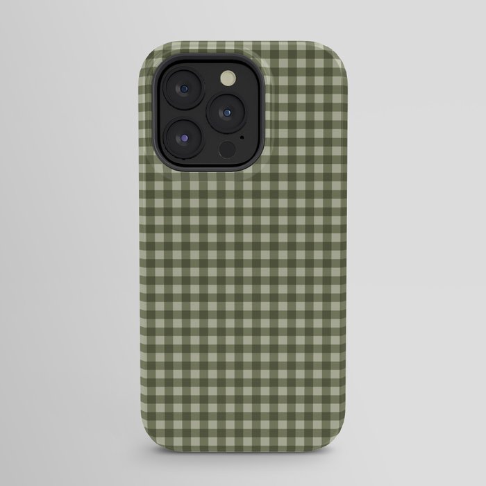 Gingham Plaid Pattern - Natural Green iPhone Case