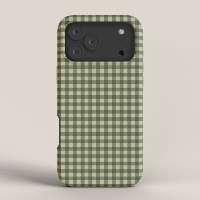 Gingham Plaid Pattern - Natural Green iPhone Case