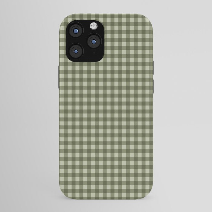 Gingham Plaid Pattern - Natural Green iPhone Case