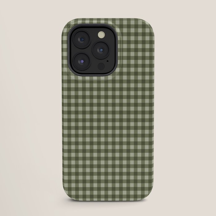 Gingham Plaid Pattern - Natural Green iPhone Case
