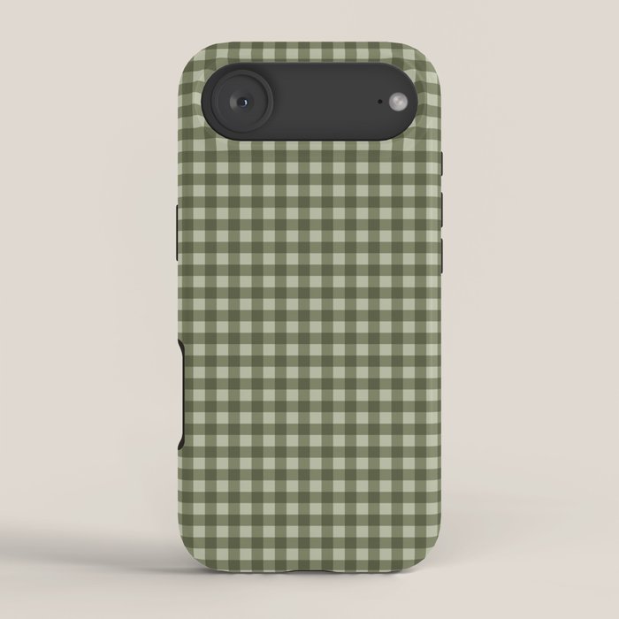Gingham Plaid Pattern - Natural Green iPhone Case