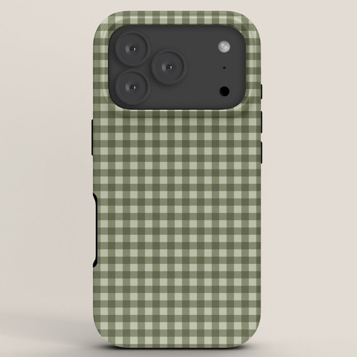 Gingham Plaid Pattern - Natural Green iPhone Case