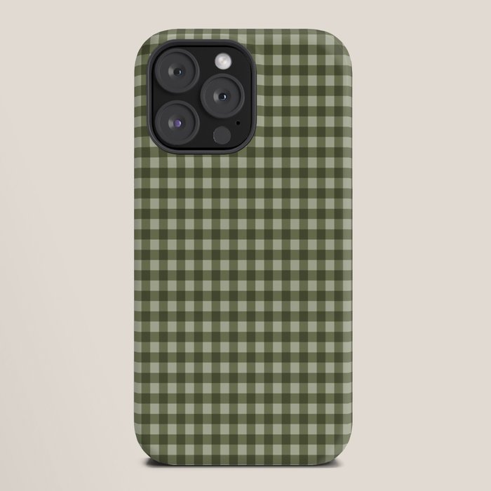 Gingham Plaid Pattern - Natural Green iPhone Case