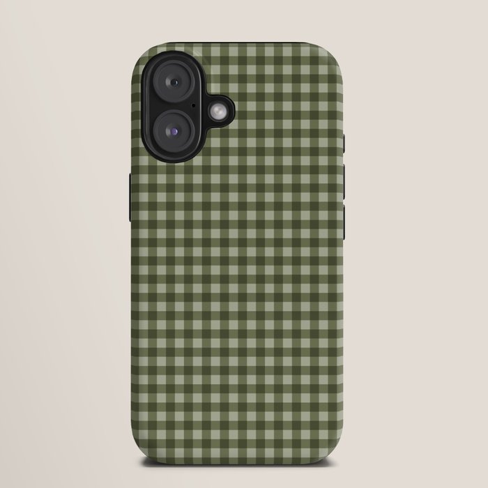 Gingham Plaid Pattern - Natural Green iPhone Case