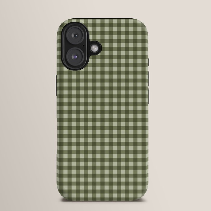 Gingham Plaid Pattern - Natural Green iPhone Case