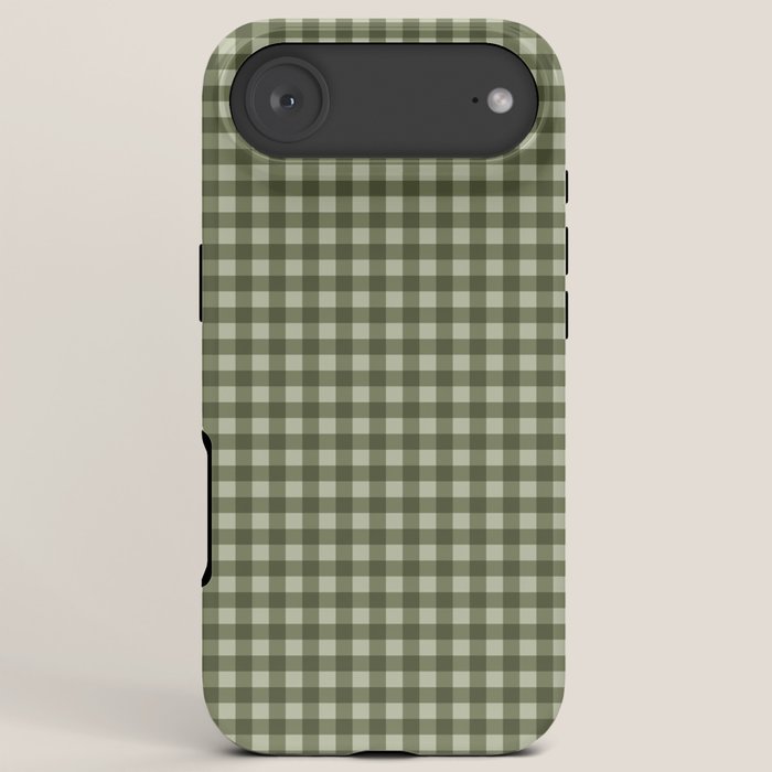 Gingham Plaid Pattern - Natural Green iPhone Case