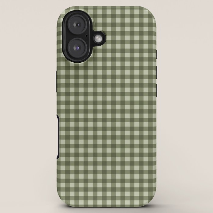 Gingham Plaid Pattern - Natural Green iPhone Case