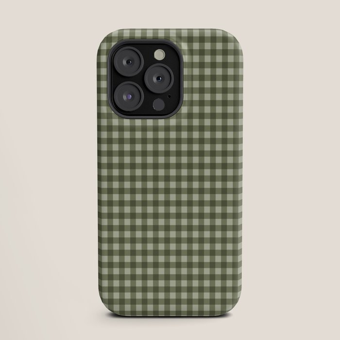 Gingham Plaid Pattern - Natural Green iPhone Case