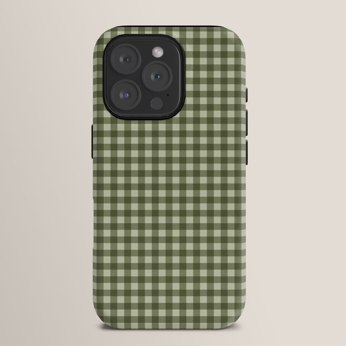 Gingham Plaid Pattern - Natural Green iPhone Case