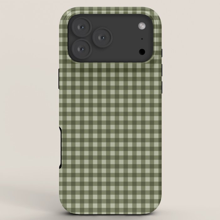 Gingham Plaid Pattern - Natural Green iPhone Case