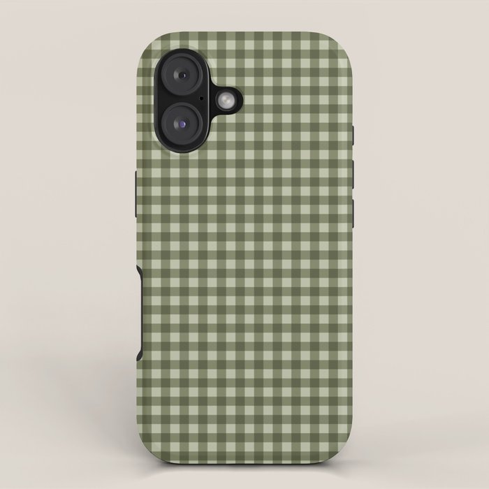 Gingham Plaid Pattern - Natural Green iPhone Case