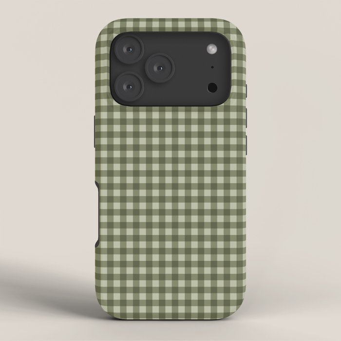 Gingham Plaid Pattern - Natural Green iPhone Case