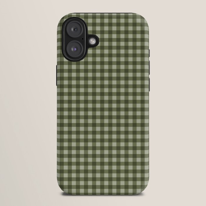 Gingham Plaid Pattern - Natural Green iPhone Case