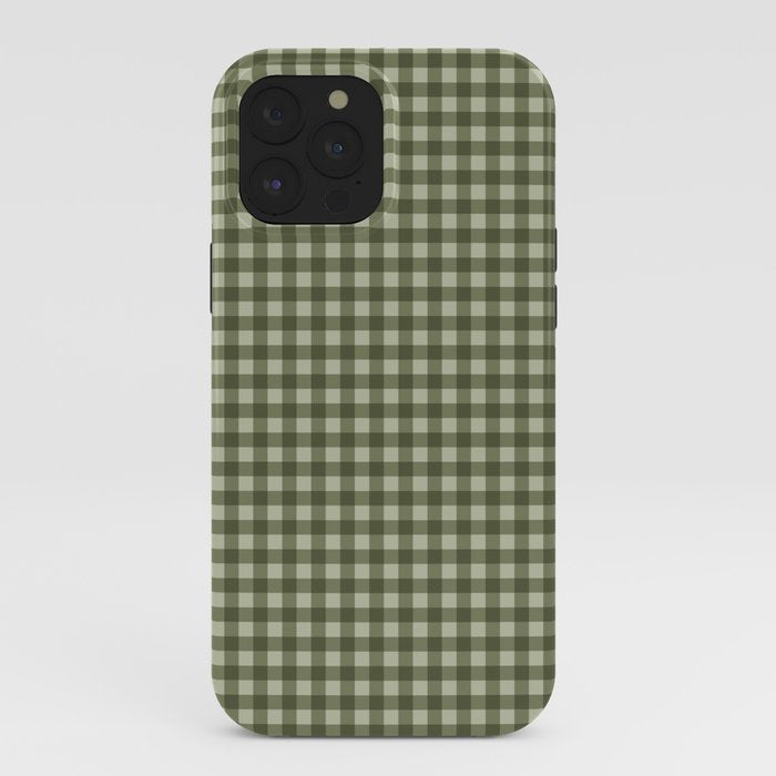 Gingham Plaid Pattern - Natural Green iPhone Case