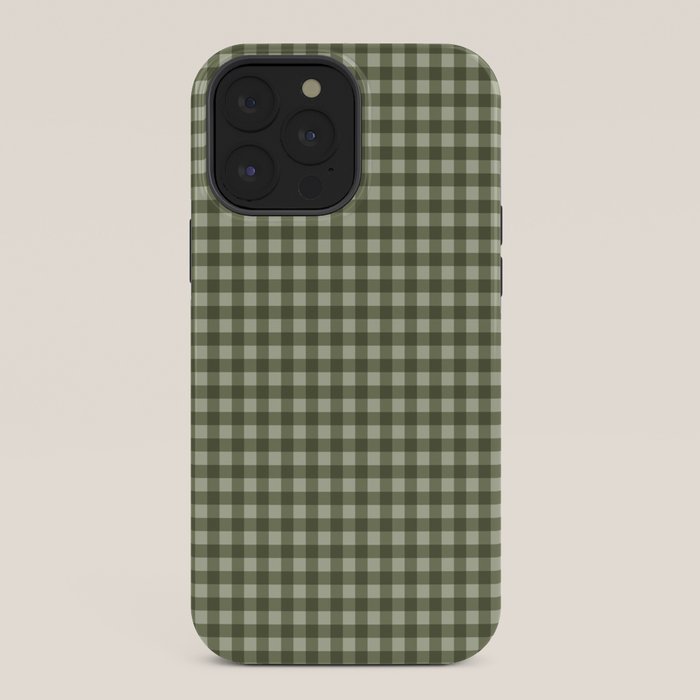 Gingham Plaid Pattern - Natural Green iPhone Case