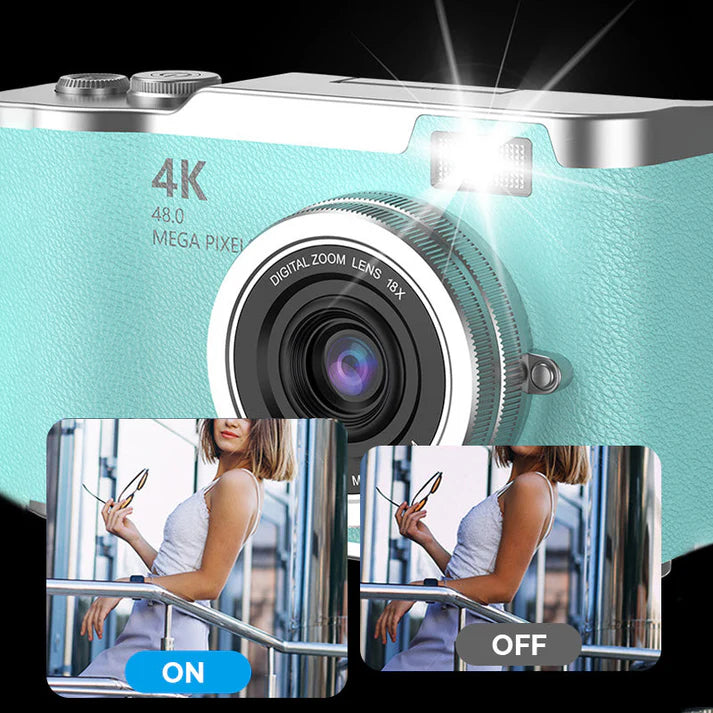 💎 60% off! 💎 4K HD digital camera with flip screen: 8x zoom, autofocus, and rotating screen for vlogs and selfies 📸🌈