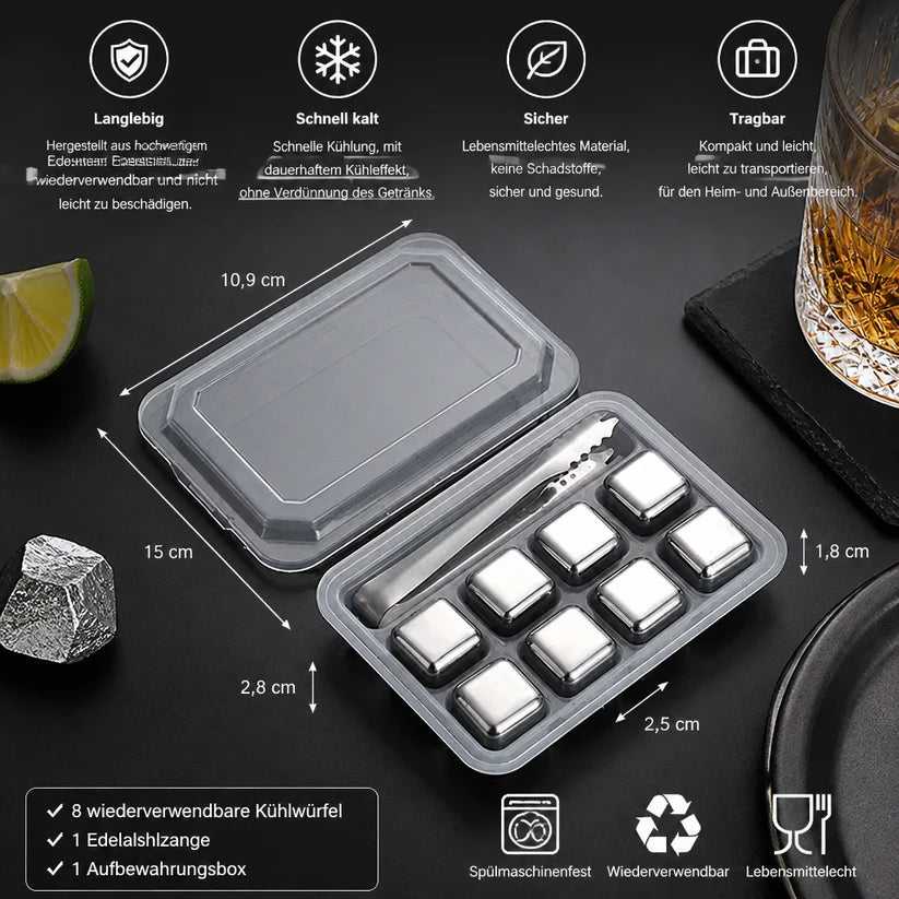 Practical stainless steel ice cube trays – Reusable cooling set for cold drinks