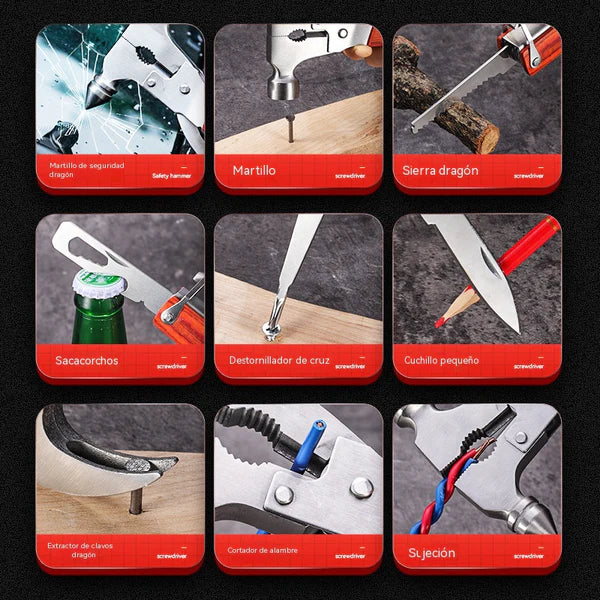 【16 in 1】High Hardness Multifunctional Emergency Safety Hammer