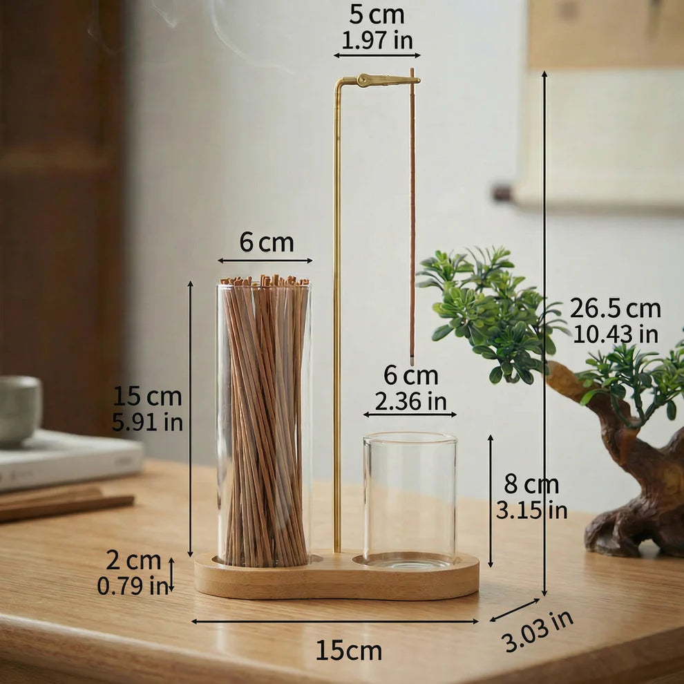 2-in-1 Incense Holder Set for Meditation and Relaxation with Glass Ash Catcher