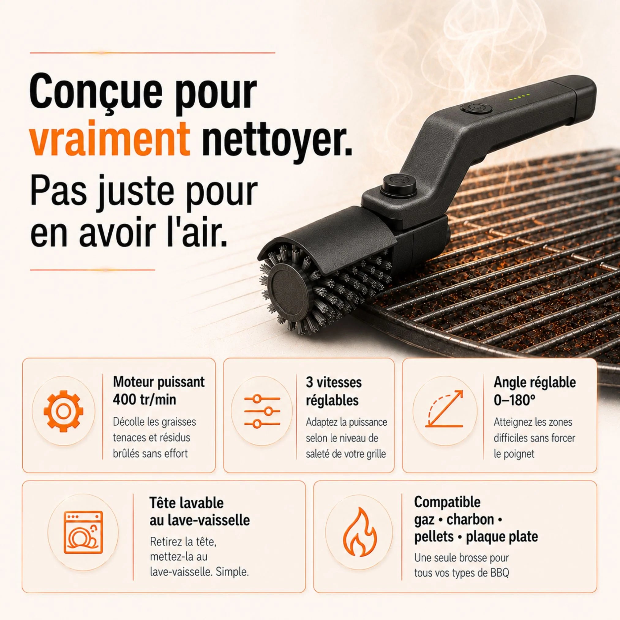Kaskad™ Electric BBQ Brush – Quick and Effortless Cleaning
