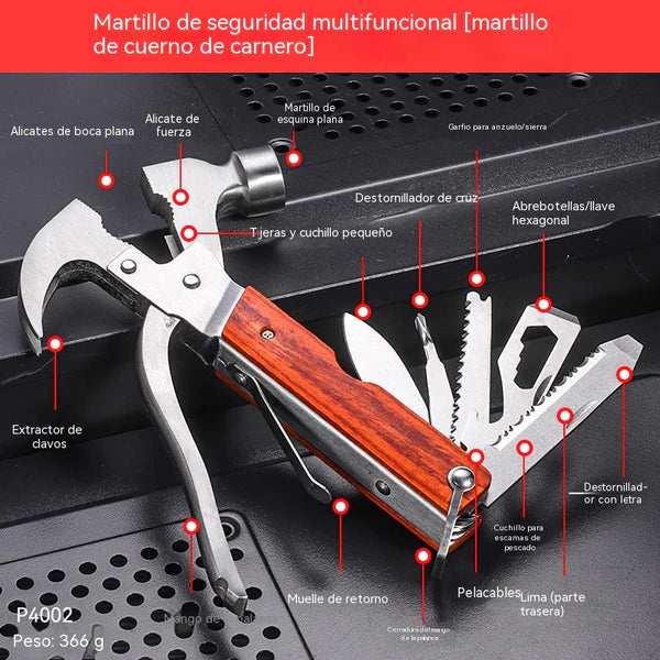 【16 in 1】High Hardness Multifunctional Emergency Safety Hammer