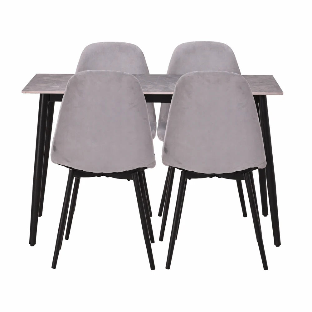 At Performance See all products Kitchen / Dining Room Table Set with 4 Chairs, Gray Sintered Stone Top and Velvet, 120x70 cm