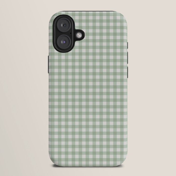 Gingham Plaid Pattern - Sage Green iPhone Case