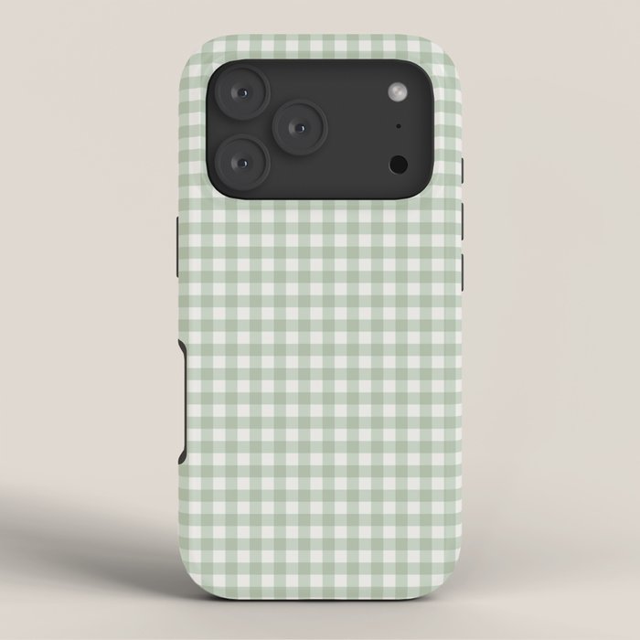 Gingham Plaid Pattern - Sage Green iPhone Case