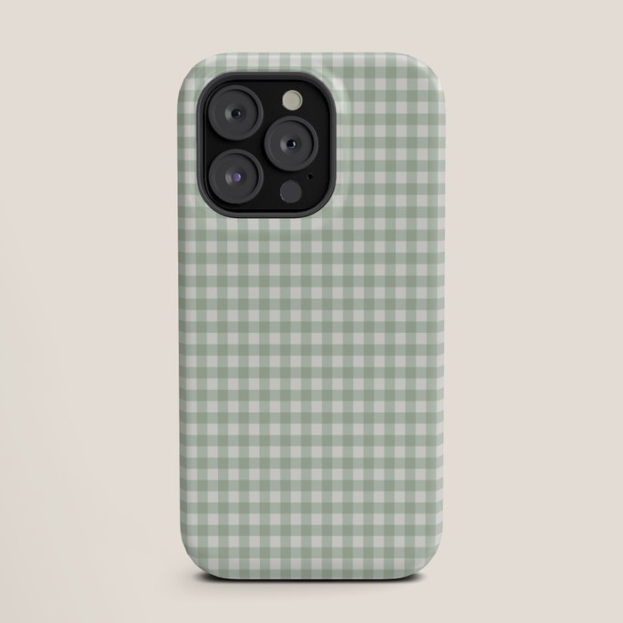 Gingham Plaid Pattern - Sage Green iPhone Case
