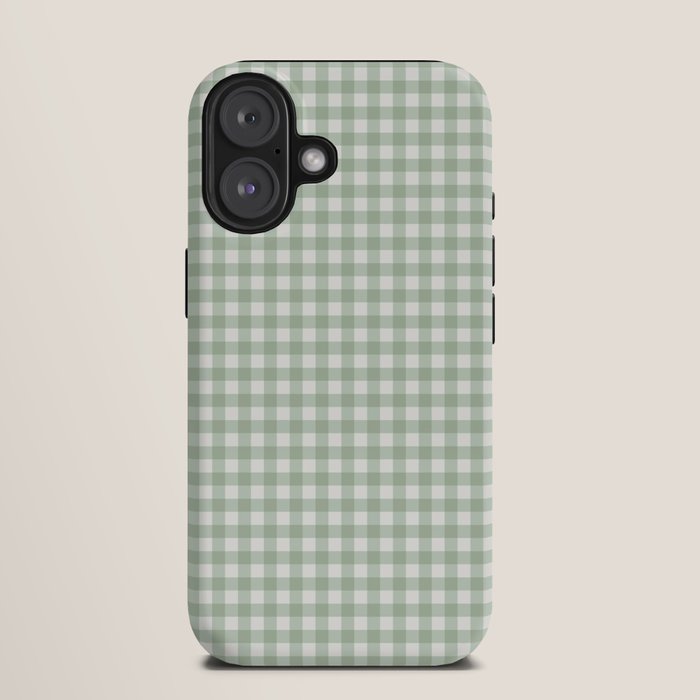 Gingham Plaid Pattern - Sage Green iPhone Case