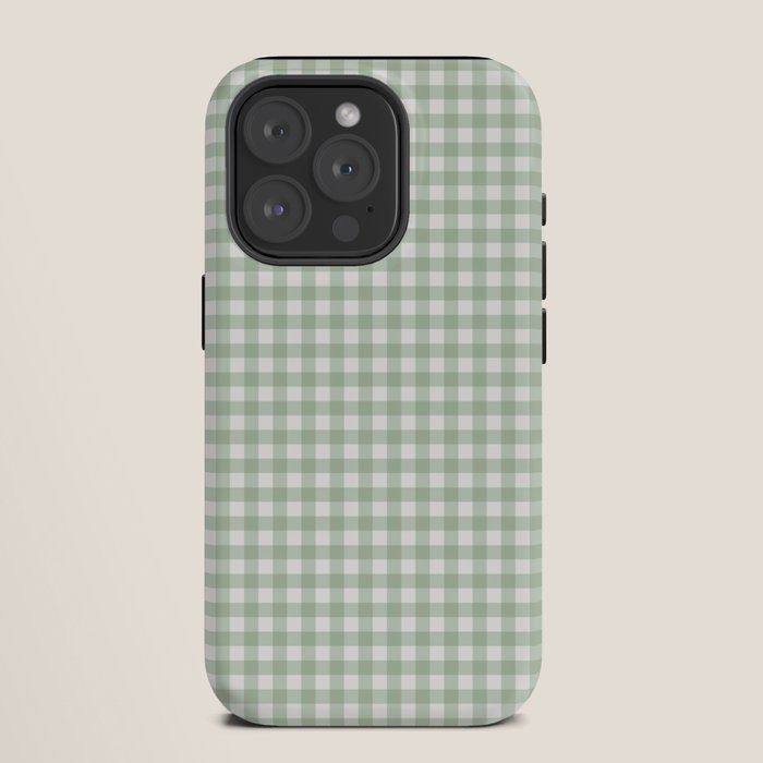 Gingham Plaid Pattern - Sage Green iPhone Case
