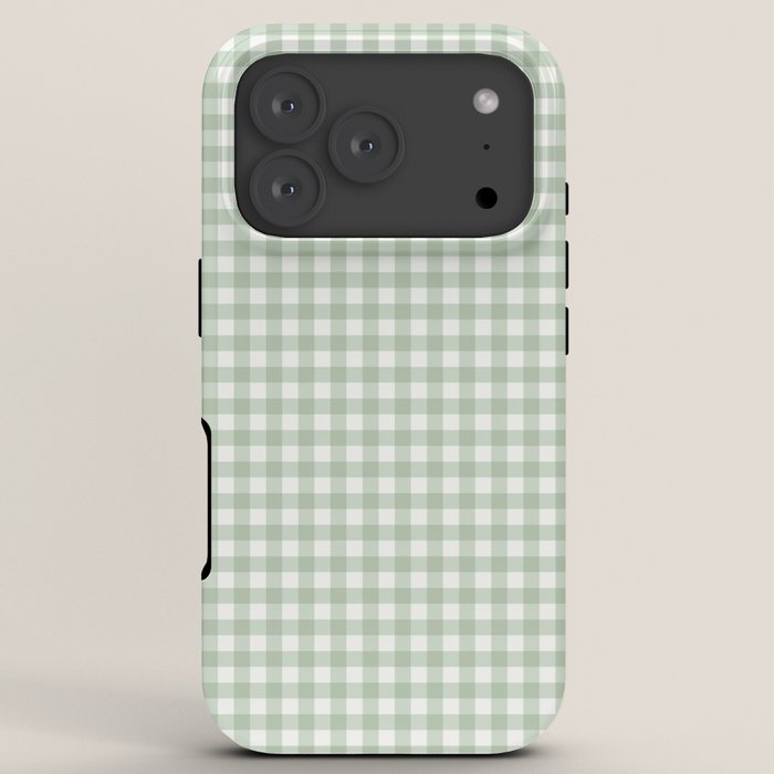 Gingham Plaid Pattern - Sage Green iPhone Case