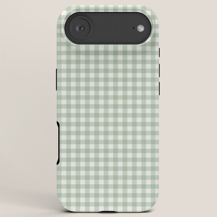 Gingham Plaid Pattern - Sage Green iPhone Case