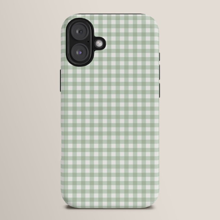 Gingham Plaid Pattern - Sage Green iPhone Case