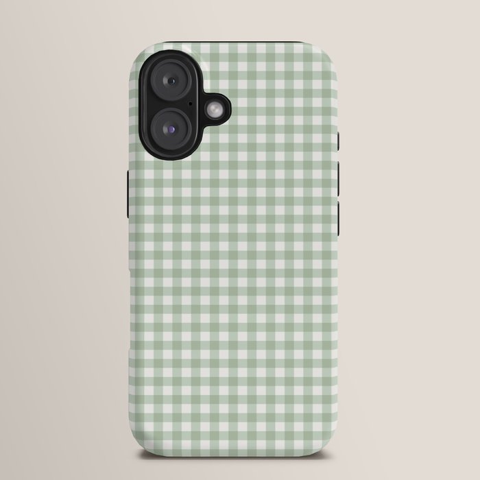 Gingham Plaid Pattern - Sage Green iPhone Case