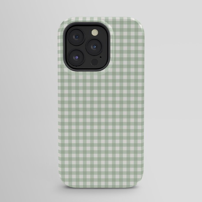 Gingham Plaid Pattern - Sage Green iPhone Case