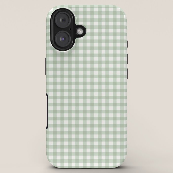 Gingham Plaid Pattern - Sage Green iPhone Case