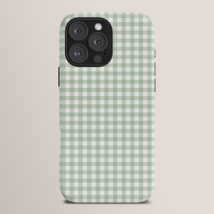 Gingham Plaid Pattern - Sage Green iPhone Case
