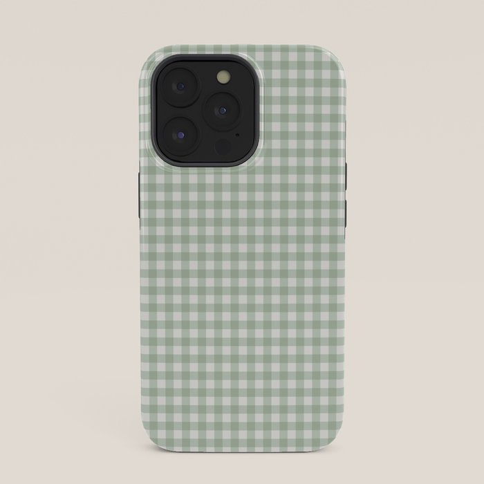 Gingham Plaid Pattern - Sage Green iPhone Case