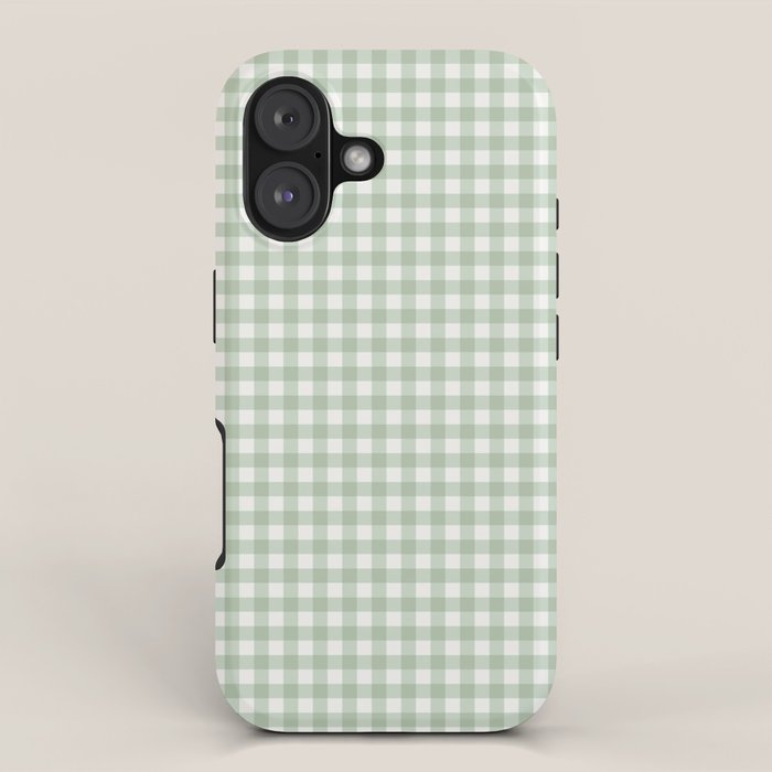 Gingham Plaid Pattern - Sage Green iPhone Case