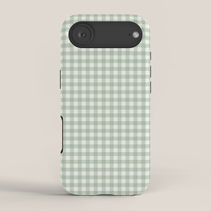 Gingham Plaid Pattern - Sage Green iPhone Case