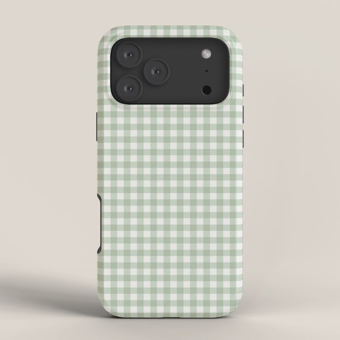 Gingham Plaid Pattern - Sage Green iPhone Case