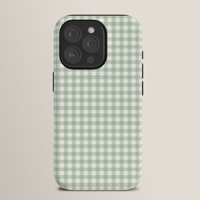 Gingham Plaid Pattern - Sage Green iPhone Case