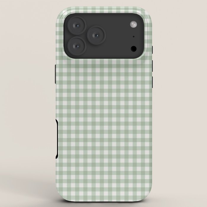 Gingham Plaid Pattern - Sage Green iPhone Case