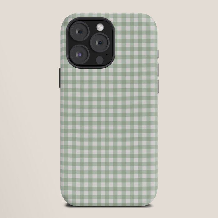 Gingham Plaid Pattern - Sage Green iPhone Case