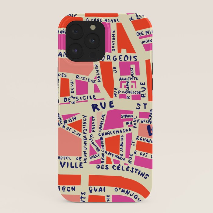 paris map pink iPhone Case